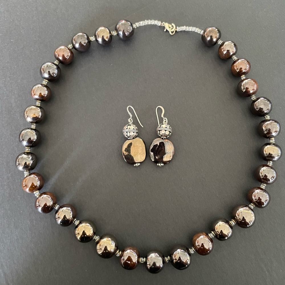 Kazuri Fair Trade Clay Bead Necklace - Antique Gold - Made in Kenya Africa